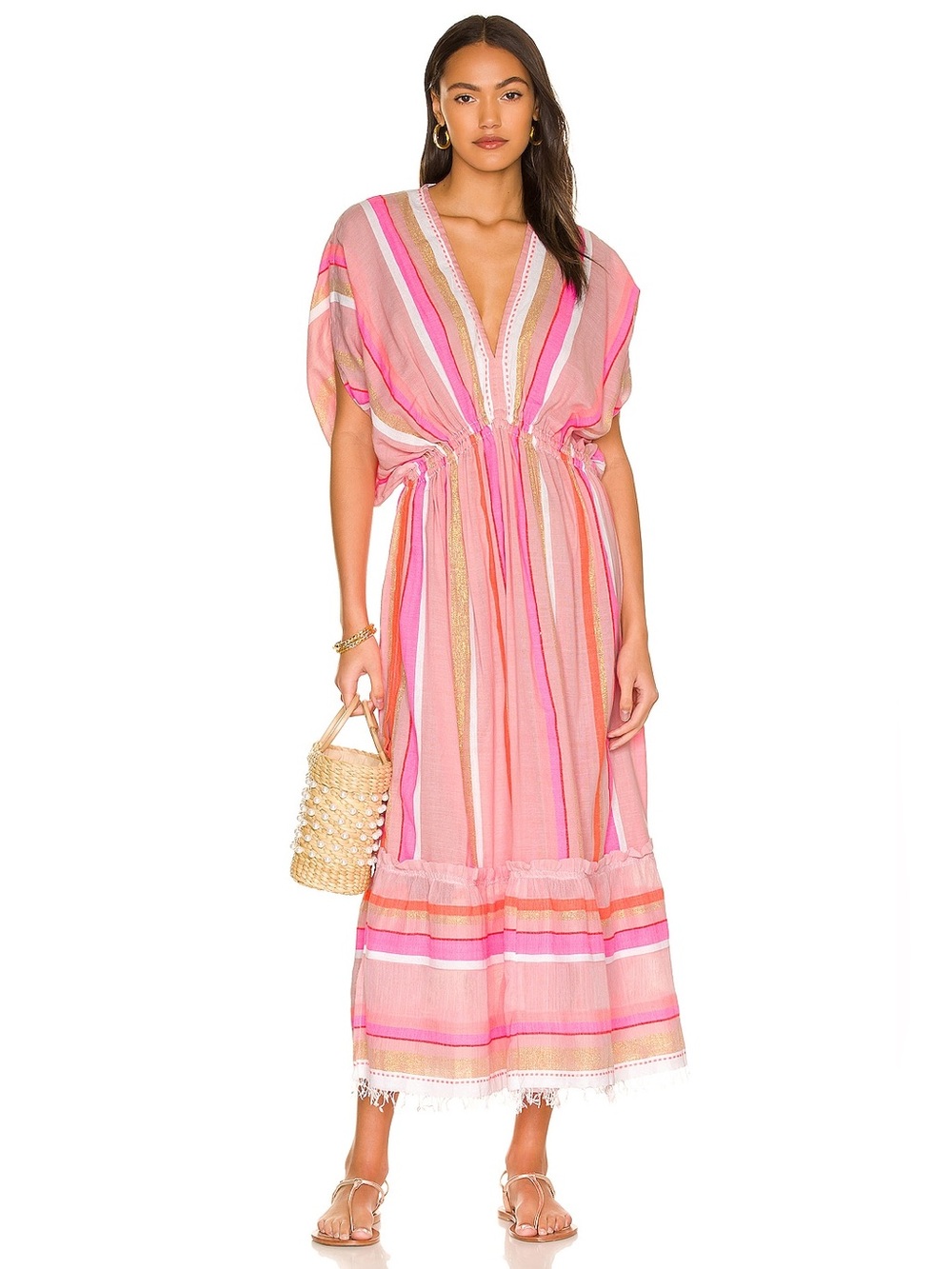 Lemlem Jikirti Plunge Neck Dress